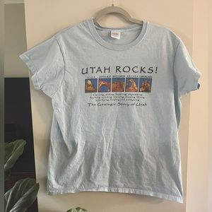 Utah Rocks! Unisex Size L Blue Novelty Vintage Cotton T-Shirt